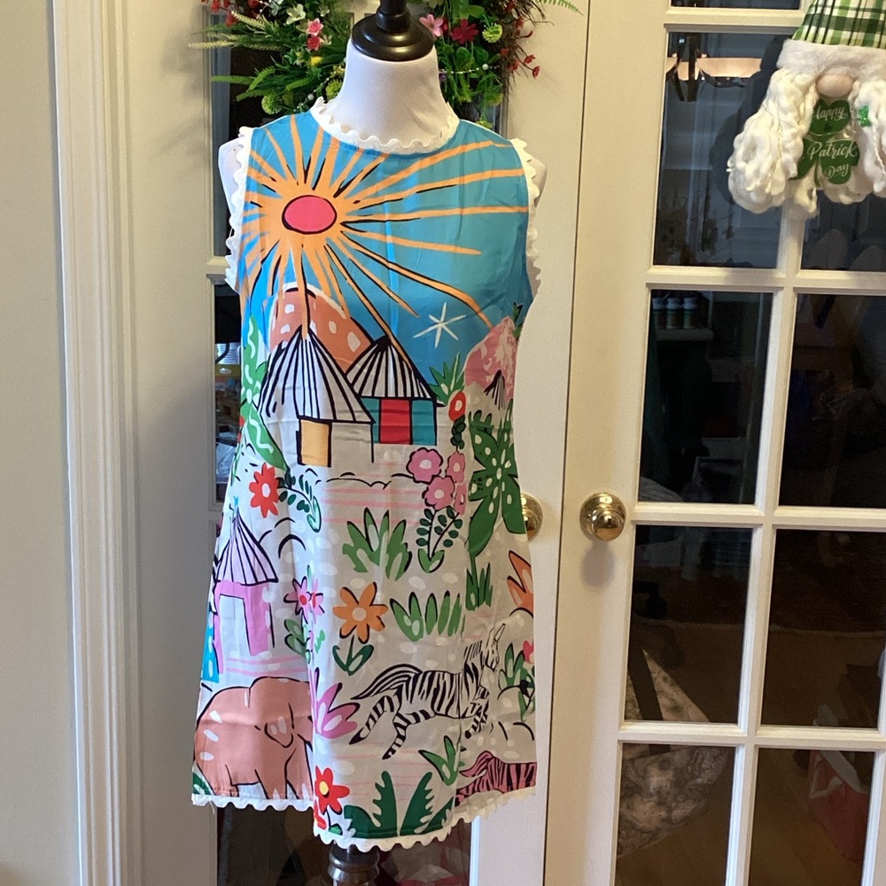 Source Unknown Colorful Graphic Mini Dress